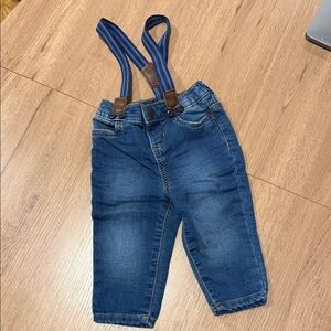 Kids Blue Denim Jeans with Suspenders